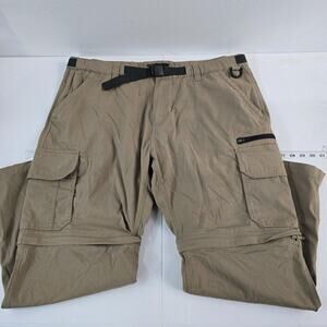 BC Clothing Men's Convertible Cargo‎ Pants Hiking Khaki Zip-Off Belted XXL x 30